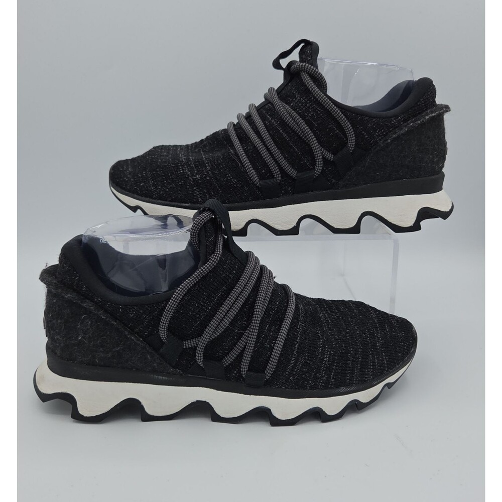 SOREL Kinetic Lace Sneakers Womens 7.5 Black Heather Knit Walking Shoes NL3227